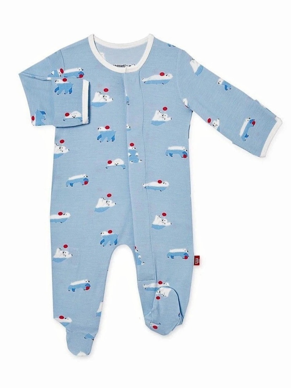Magnetic Me Modal Magnetic Footie - Bear Blue & White Roly Poly 9-12 Mnths New